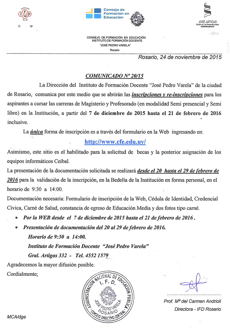 IFD-Rosario-Comunicado-Inscripciones-Reinscripciones